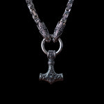 Men's Silver Stainless Steel Mjolnir Viking Necklace Manntara