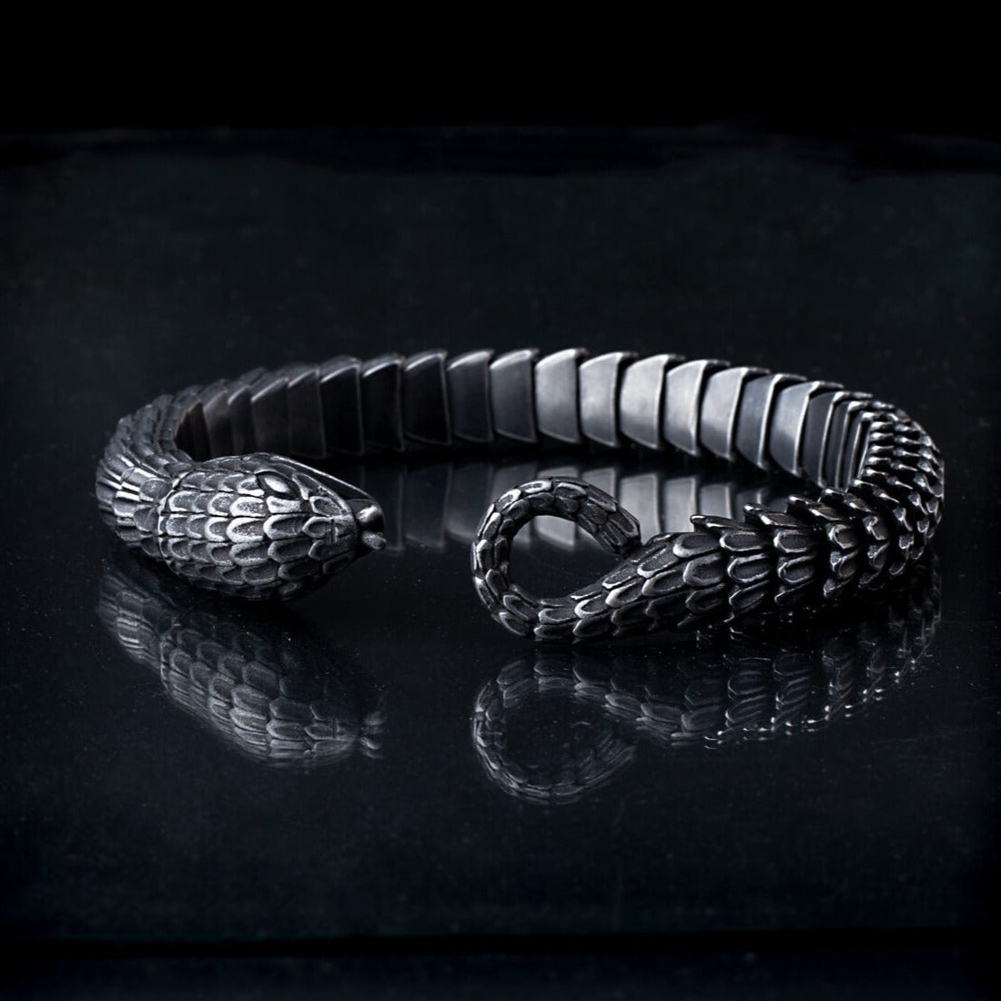 Premium Stainless Steel Black Snake Bracelet For Men Manntara