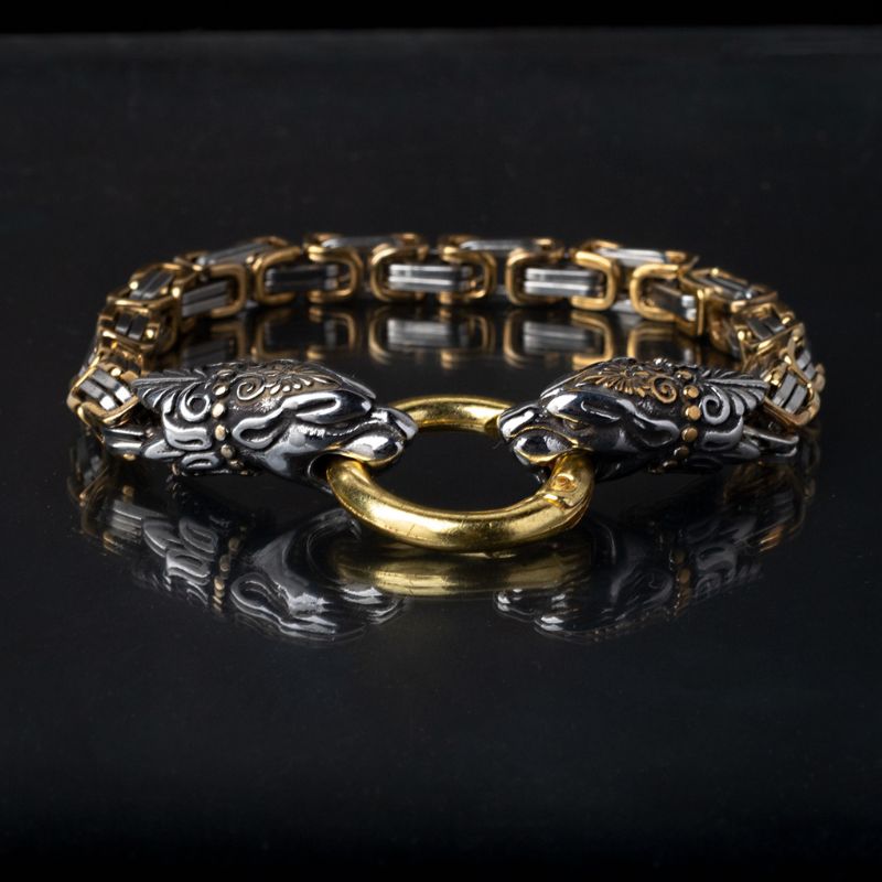 Premium Stainless Steel Golden Viking Chain Bracelet For Men Manntara