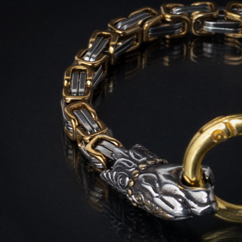 Premium Stainless Steel Golden Viking Chain Bracelet For Men Manntara