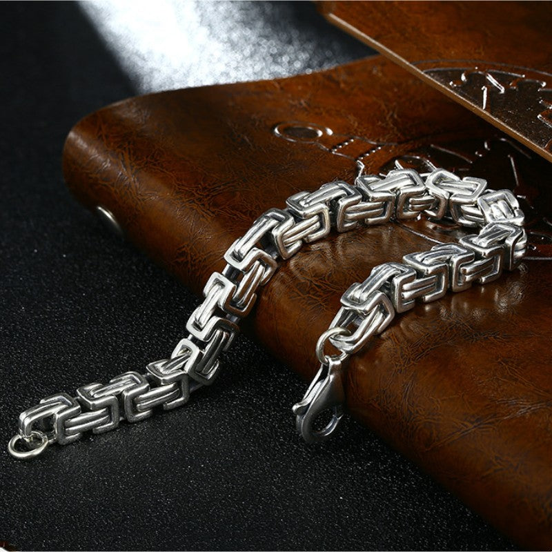 S925 Silver Biker Club Classic Chain Bracelet for Men Manntara