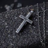 S925 Silver Black Gothic Cross with Snake Necklace For Men Manntara
