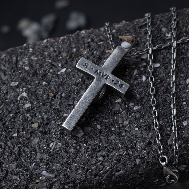 S925 Silver Black Gothic Cross with Snake Necklace For Men Manntara