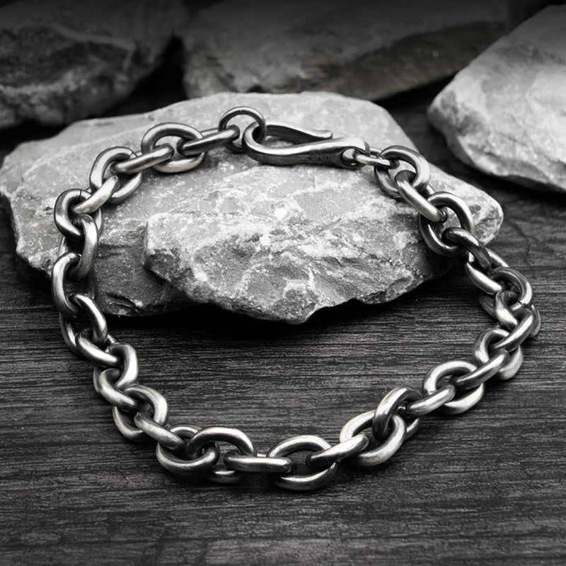 S925 Silver Casual Chain Unisex Buckle Bracelet Manntara