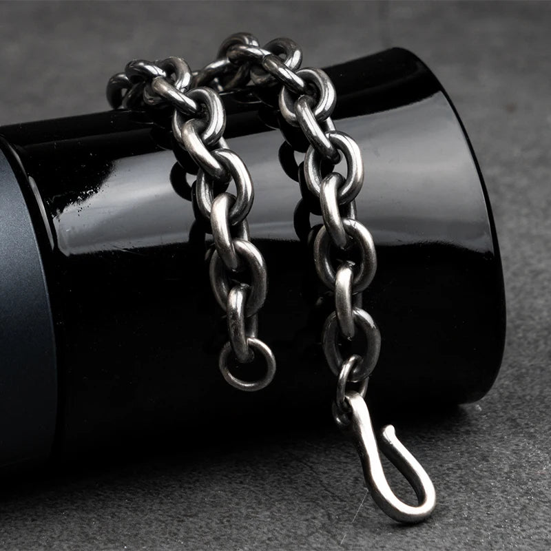 S925 Silver Casual Chain Unisex Buckle Bracelet Manntara