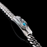 S925 Silver Casual Feather Blue Stone Bracelet for Men Manntara