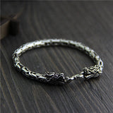 S925 Silver Chinese Dragon Chain Bracelet Bangle for Men Manntara