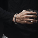 S925 Silver Chinese Dragon Chain Bracelet Bangle for Men Manntara