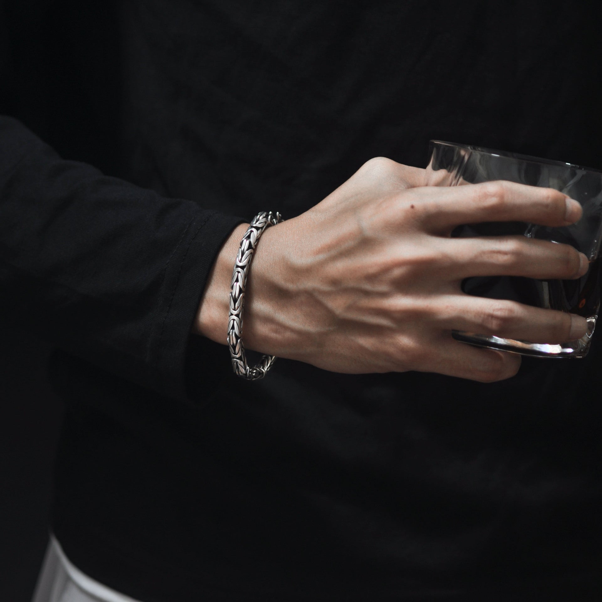 S925 Silver Chinese Dragon Chain Bracelet Bangle for Men Manntara