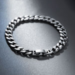 S925 Silver Cuban Link Chain Biker Bracelet for Men Manntara