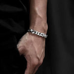 S925 Silver Cuban Link Chain Biker Bracelet for Men Manntara