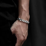 S925 Silver Cuban Link Chain Biker Bracelet for Men Manntara