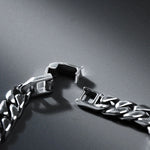 S925 Silver Cuban Link Chain Biker Bracelet for Men Manntara