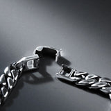 S925 Silver Cuban Link Chain Biker Bracelet for Men Manntara