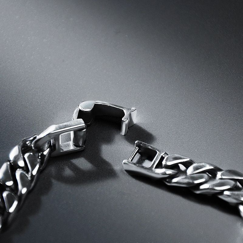 S925 Silver Cuban Link Chain Biker Bracelet for Men Manntara
