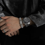 12mm Iced Out Cuban Bracelet (Plata)