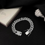 12mm Iced Out Cuban Bracelet (Plata)