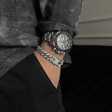 12mm Iced Out Cuban Bracelet (Plata)