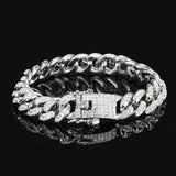 12mm Iced Out Cuban Bracelet (Plata)