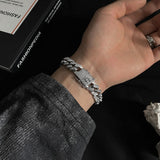 12mm Iced Out Cuban Bracelet (Plata)