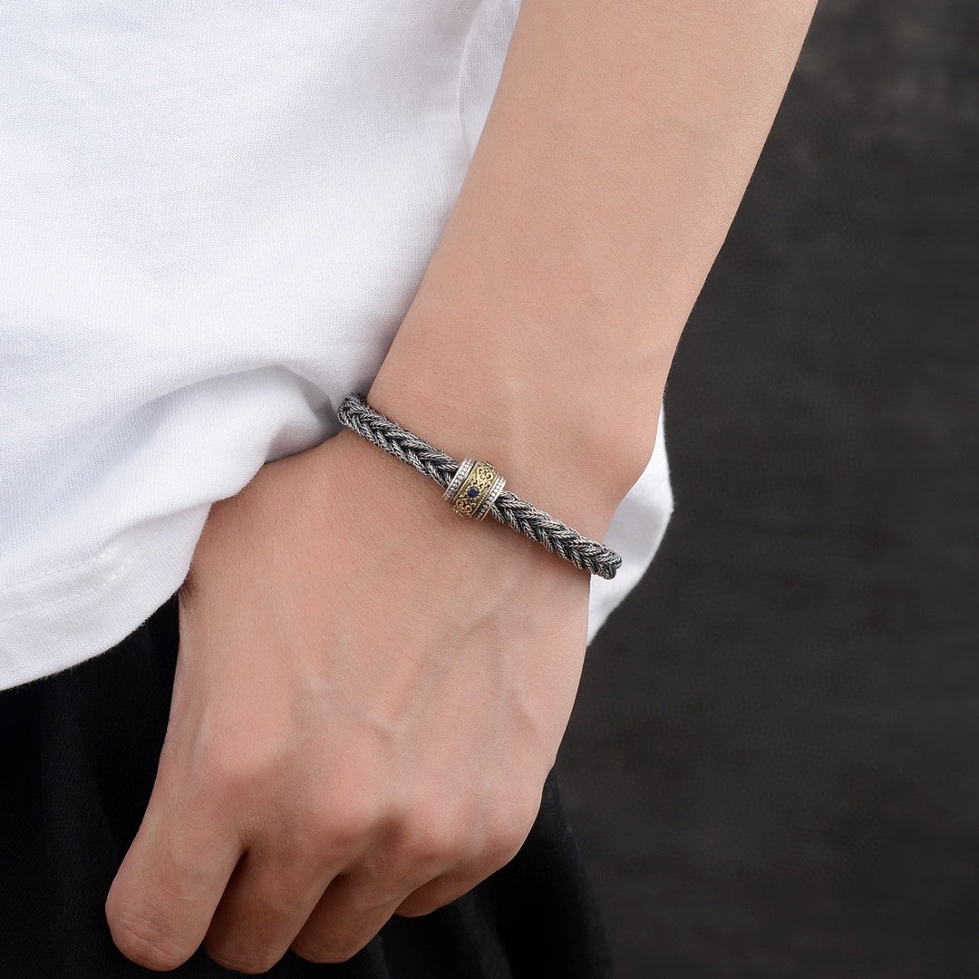 S925 Silver Mantra Metallic Bracelet for Men Manntara