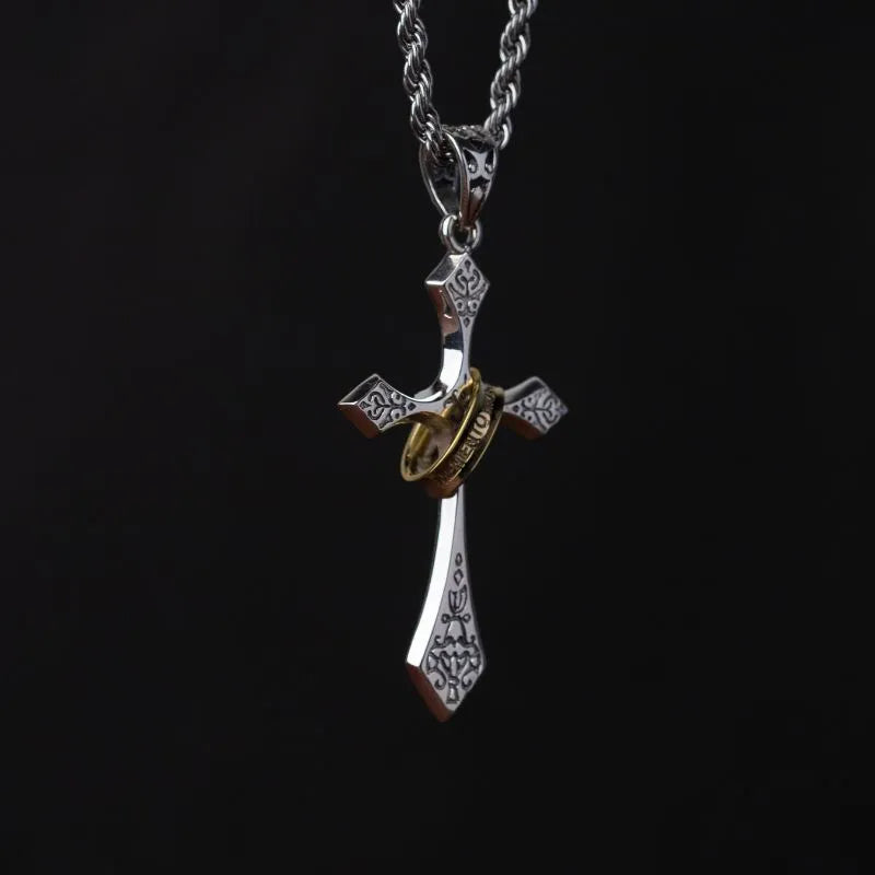 S925 Silver Momento Mori Jesus Cross Necklace For Men & Women Manntara