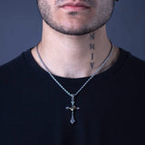 S925 Silver Momento Mori Jesus Cross Necklace For Men & Women Manntara