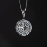 S925 Silver Compass Pendant with Chain for Men Manntara
