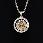 S925 Silver Golden Eye of Providence Egyptian Necklace for Men Manntara