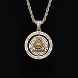 S925 Silver Golden Eye of Providence Egyptian Necklace for Men Manntara