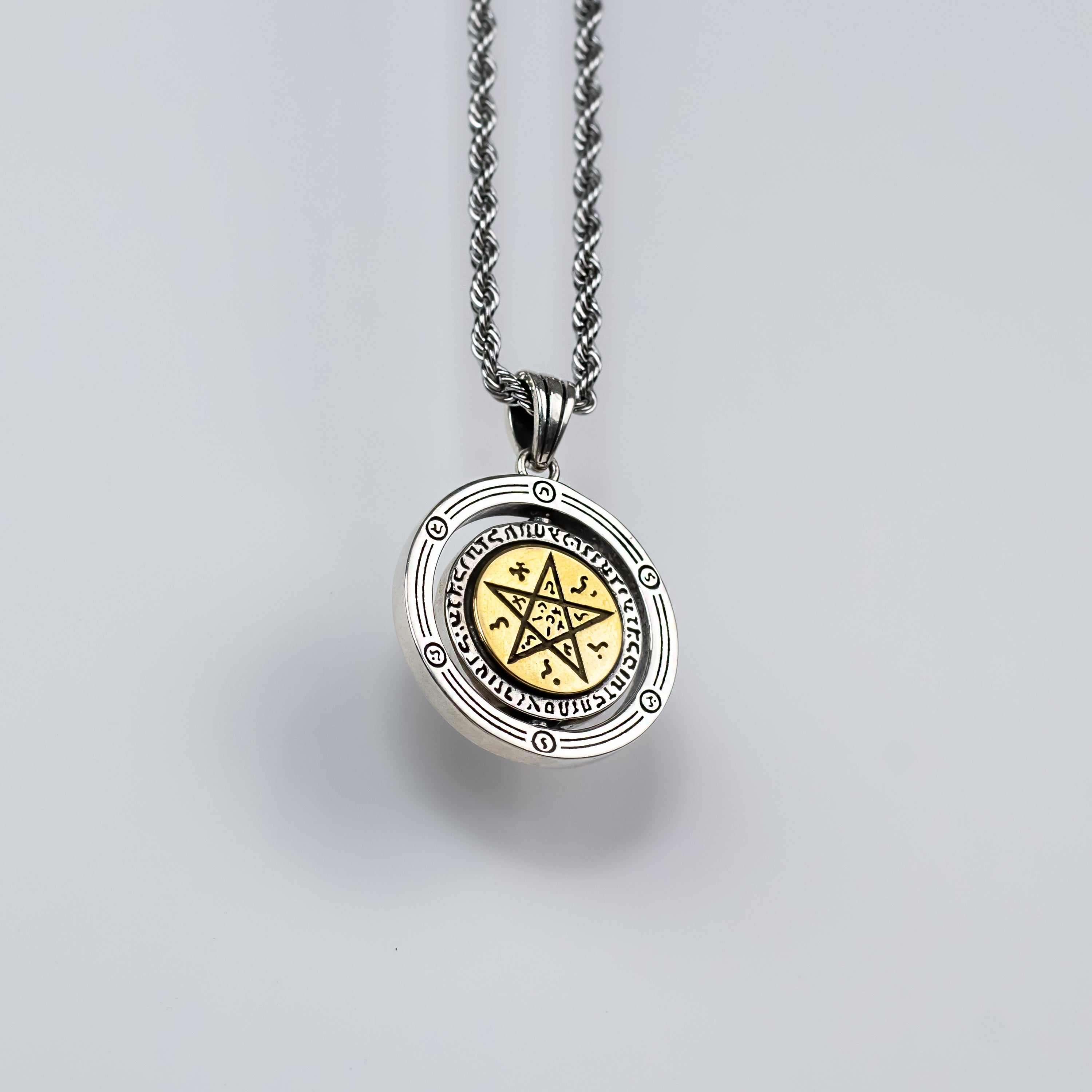 S925 Silver Golden Eye of Providence Egyptian Necklace for Men Manntara