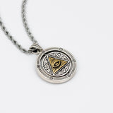 S925 Silver Golden Eye of Providence Egyptian Necklace for Men Manntara