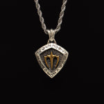 S925 Silver Golden Poseidon Trident Necklace for Men Manntara