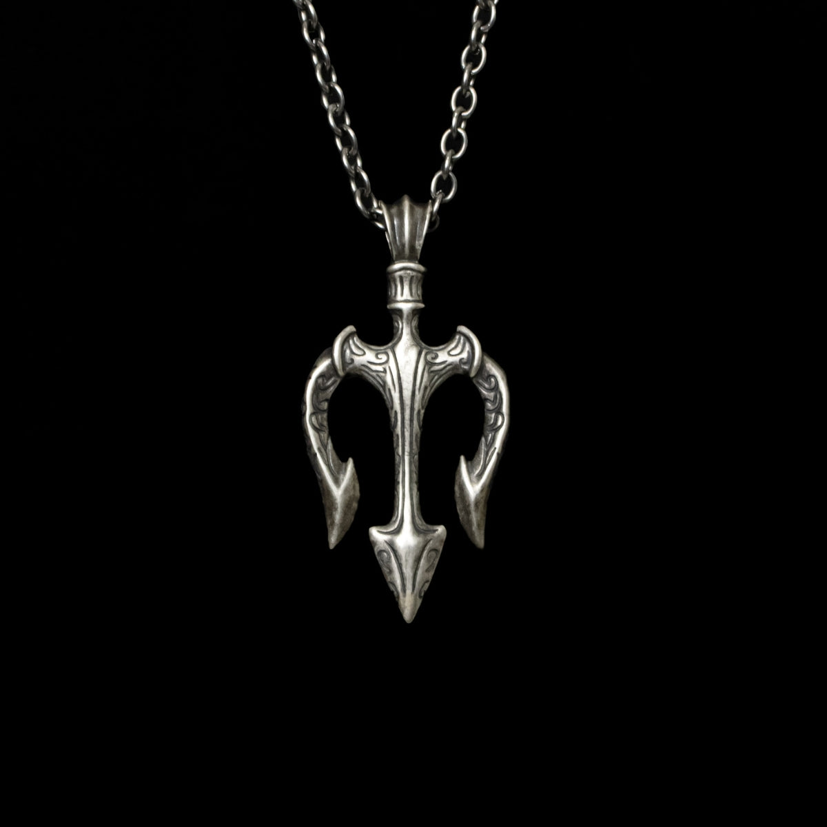 S925 Silver Poseidon Neptune Trident Necklace for Men Manntara