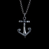S925 Silver Skulled Anchor Men's Necklace Manntara
