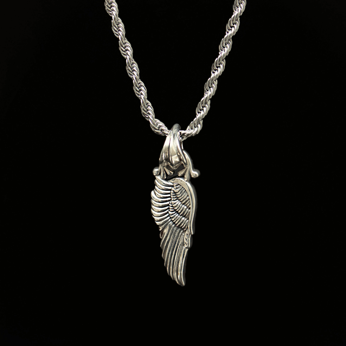 S925 Silver Wings Feather Men's Casual Necklace Manntara