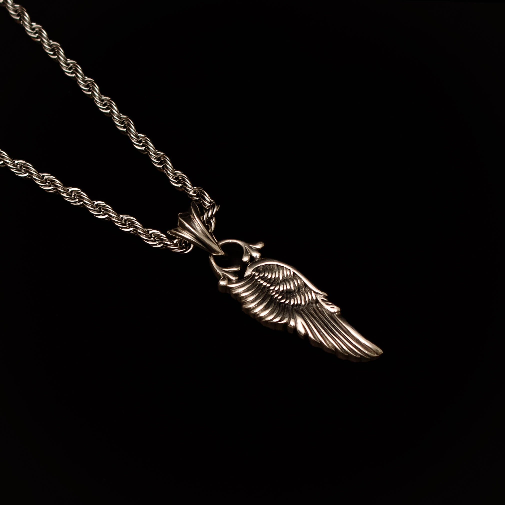 S925 Silver Wings Feather Men's Casual Necklace Manntara