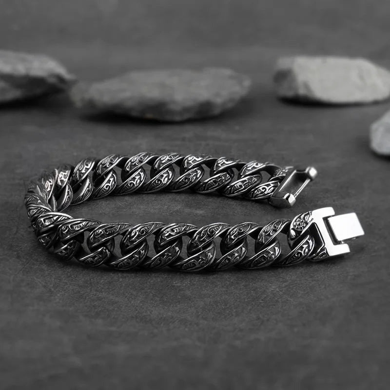 Silver Biker Gothic Chain Bracelet of Stainless Steel for Men Manntara