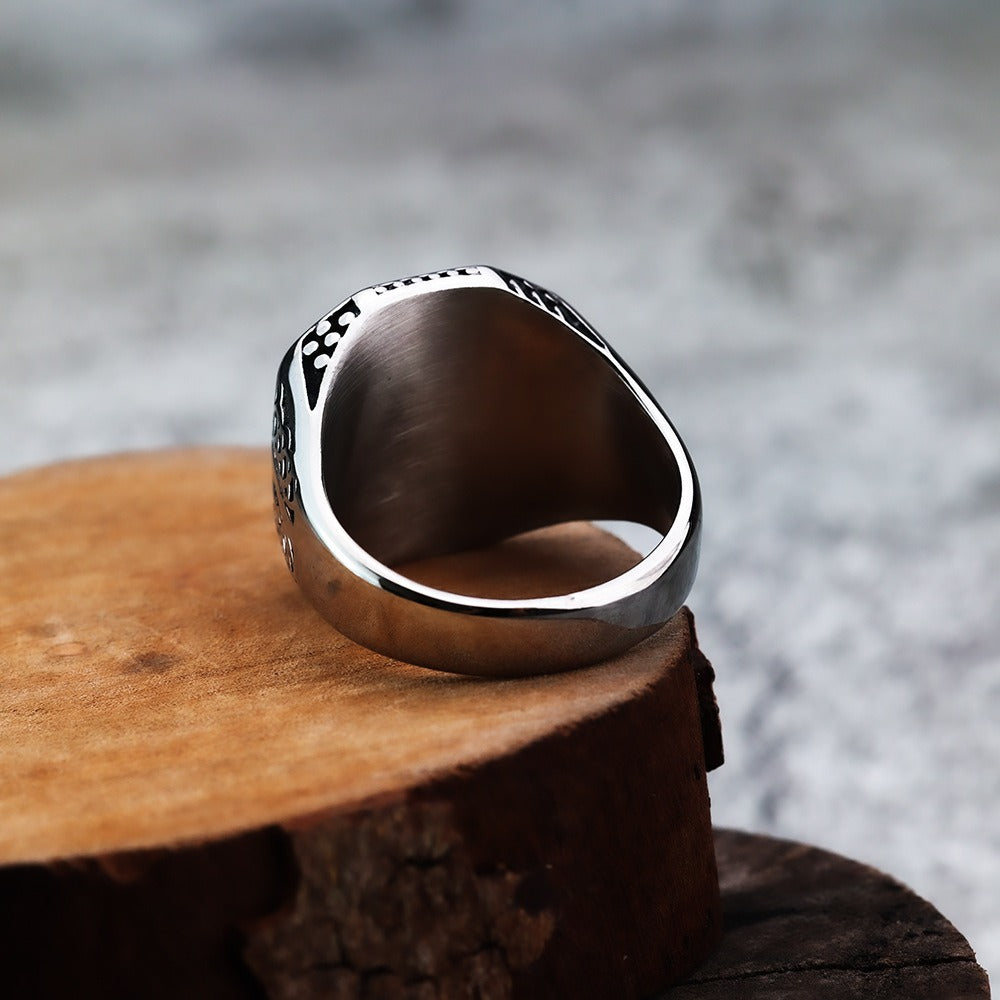 Silver Nordic Bear Footprint Ring for Men of Stainless Steel Manntara