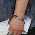 Silver Stainless Steel 10 mm Chain Bracelet for Men Manntara