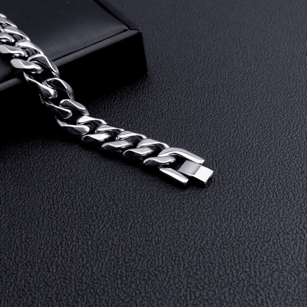 Silver Stainless Steel 10 mm Chain Bracelet for Men Manntara