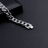 Silver Stainless Steel 10 mm Chain Bracelet for Men Manntara