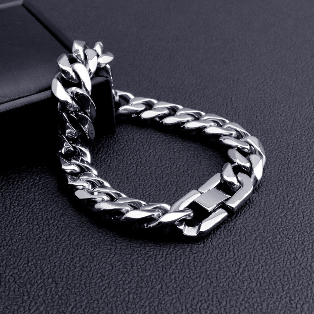 Silver Stainless Steel 10 mm Chain Bracelet for Men Manntara