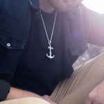 Silver Stainless Steel Anchor Sailor Necklace For Men Manntara