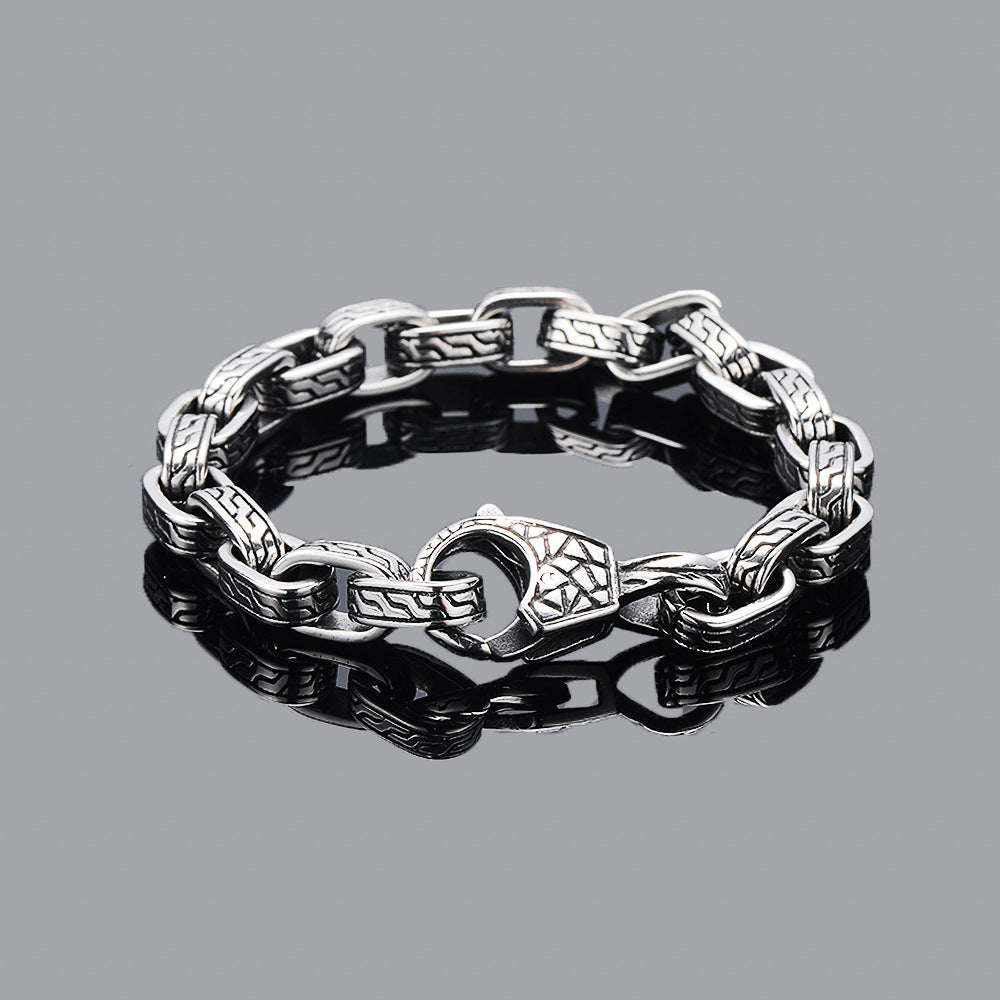 Silver Stainless Steel Biker Thick Bracelet for Men Manntara