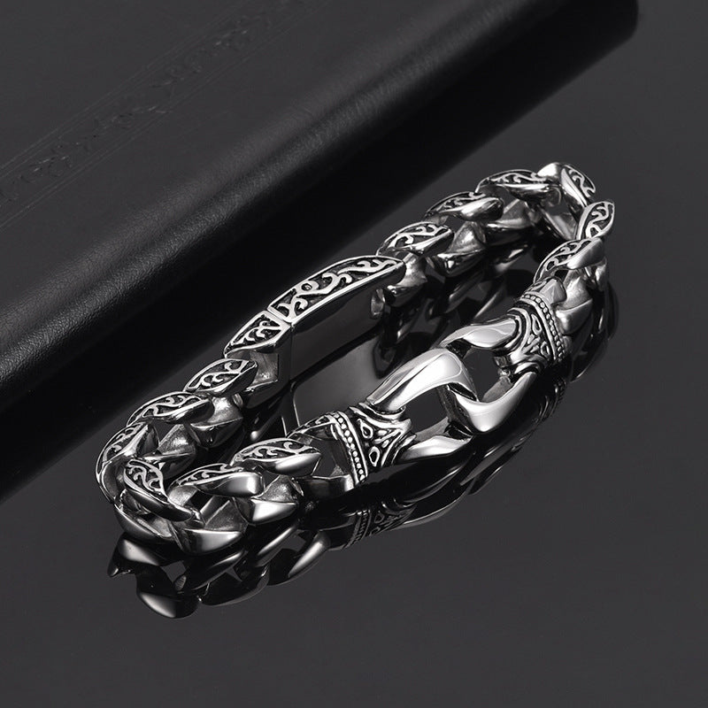 Silver Stainless Steel Casual Bracelet Biker Chain for Men Manntara