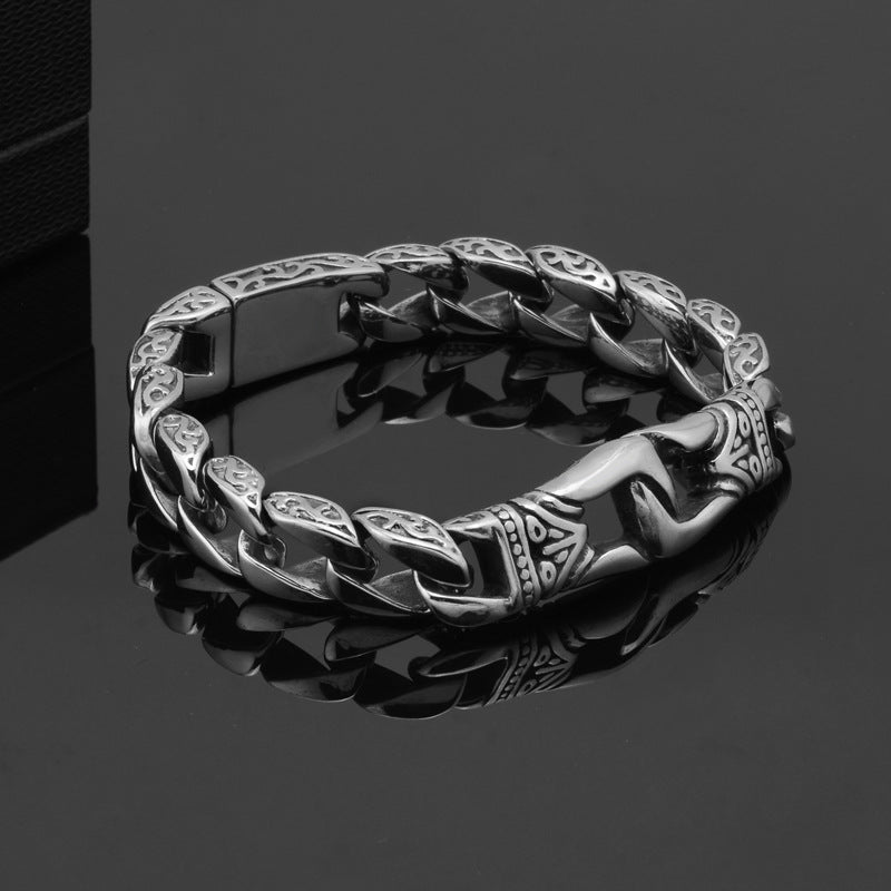 Silver Stainless Steel Casual Bracelet Biker Chain for Men Manntara