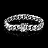 Silver Stainless Steel Casual Cuban Link Bracelet for Men Manntara