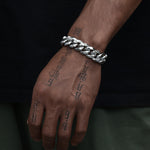 Silver Stainless Steel Casual Cuban Link Bracelet for Men Manntara