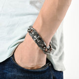 Silver Stainless Steel Catholic Cross Biker Chain Bracelet for Men Manntara